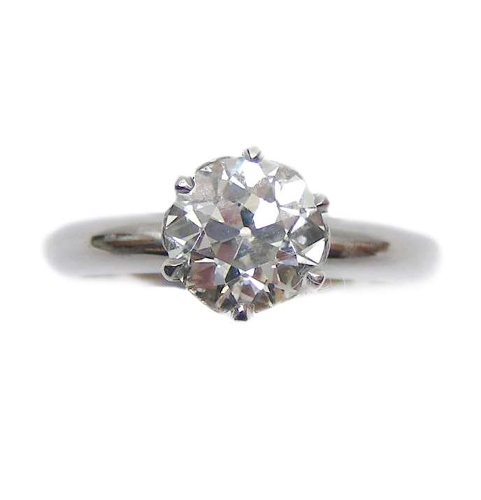 Diamond single stone ring, claw set with a 1.56ct round brilliant cut diamond